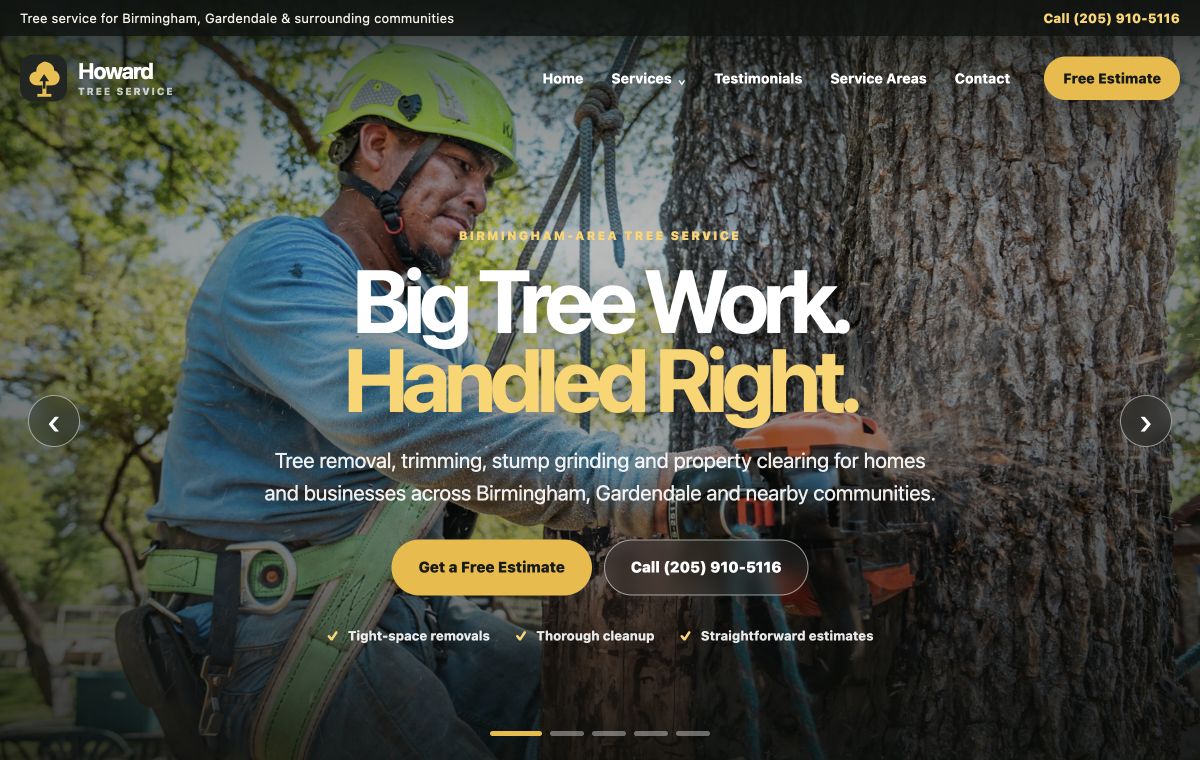 Preview of the Howard Tree Service demo website